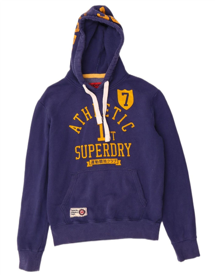 SUPERDRY Mens Graphic Hoodie Jumper Large Blue Cotton