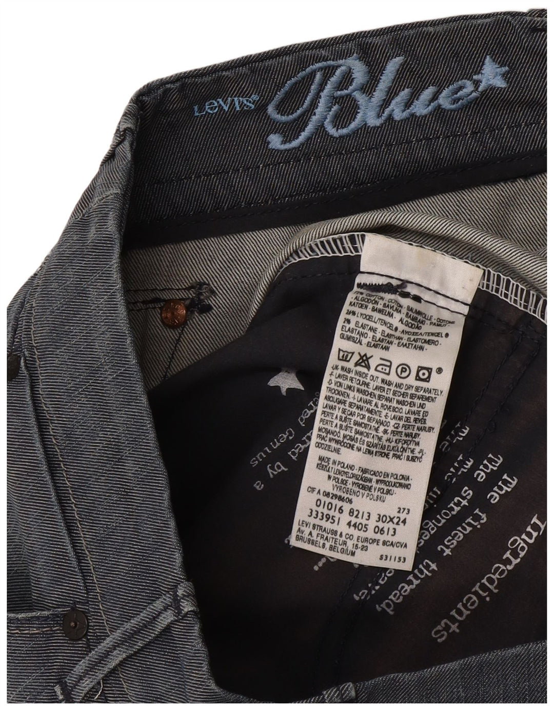 Levi's Womens Cropped Trousers W30 L24 Blue Cotton