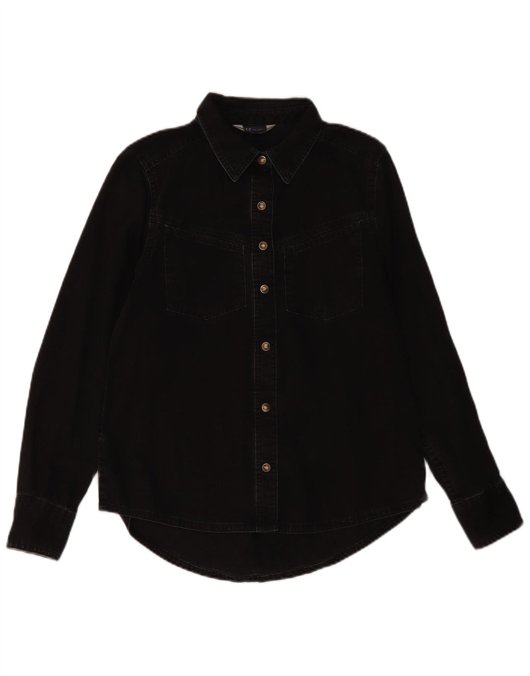 MARKS & SPENCER Womens Denim Shirt UK 8 Small Black Cotton