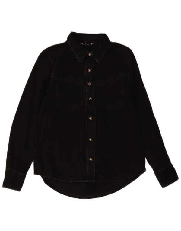 MARKS & SPENCER Womens Denim Shirt UK 8 Small Black Cotton