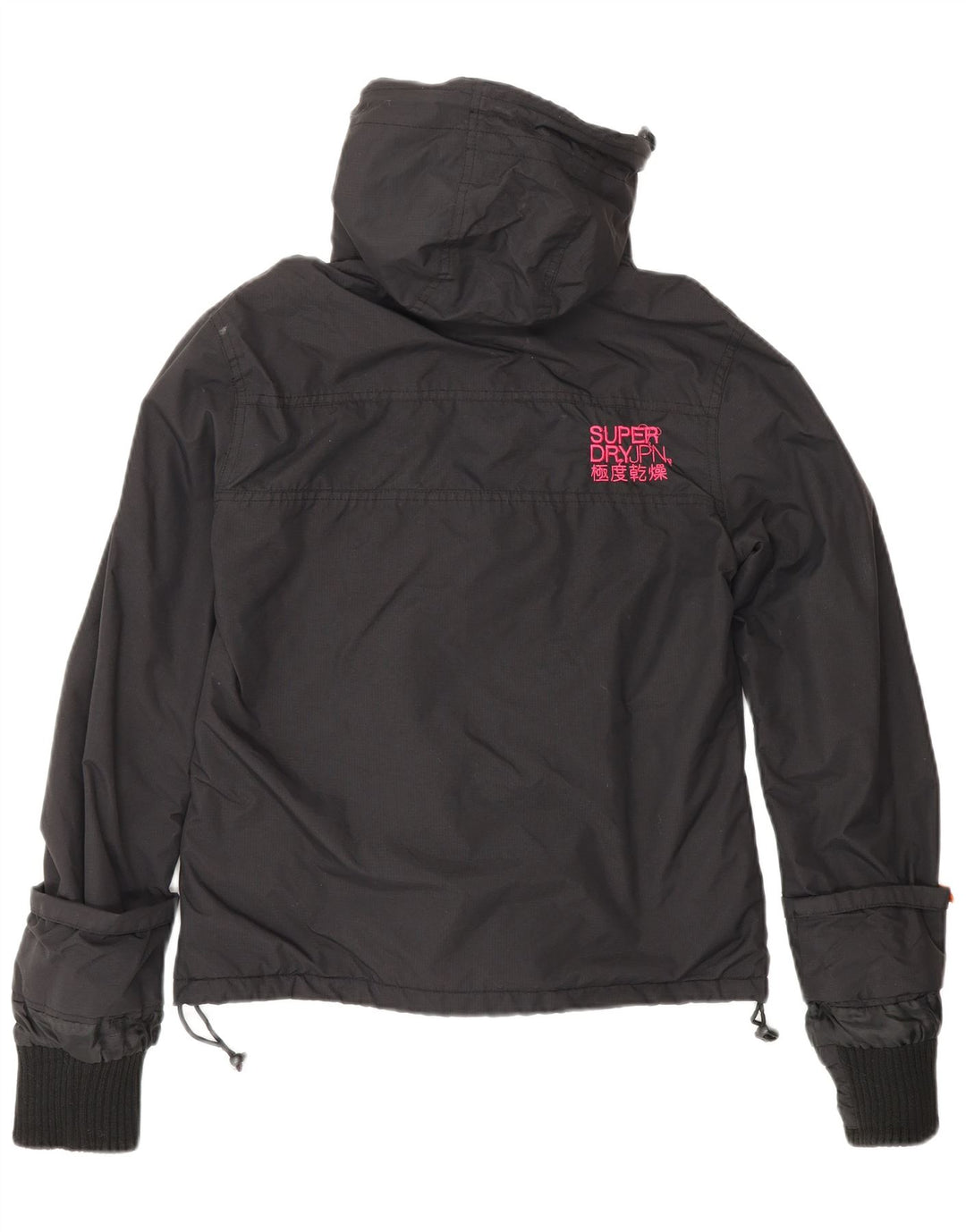 SUPERDRY Womens Loose Fit Hooded Windbreaker Jacket UK 10 Small Black
