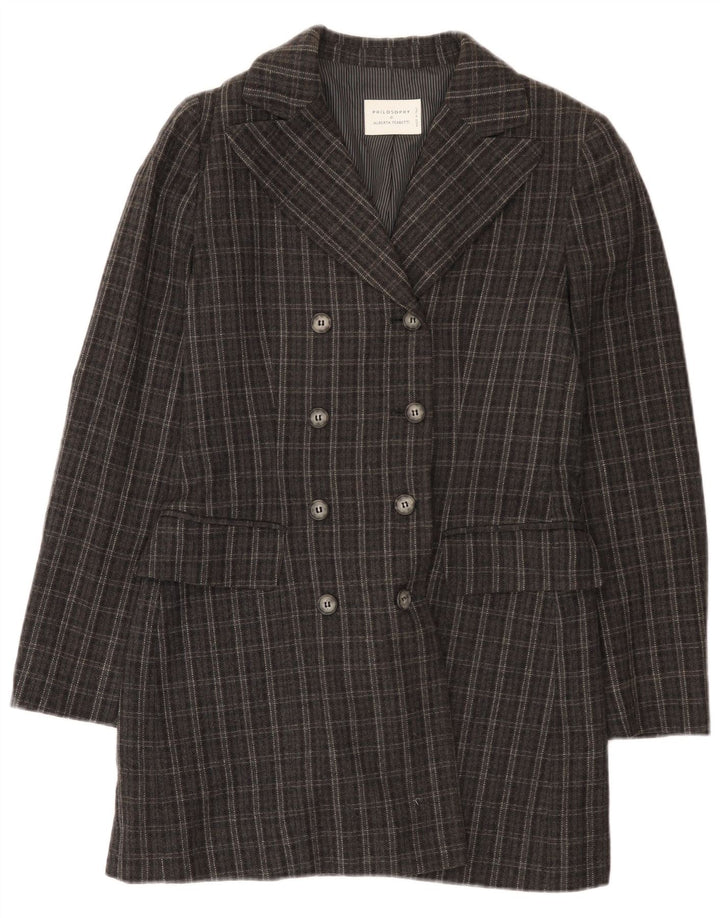 Alberta Ferretti Womens Philosophy Double Breasted Coat UK 10 Small Grey