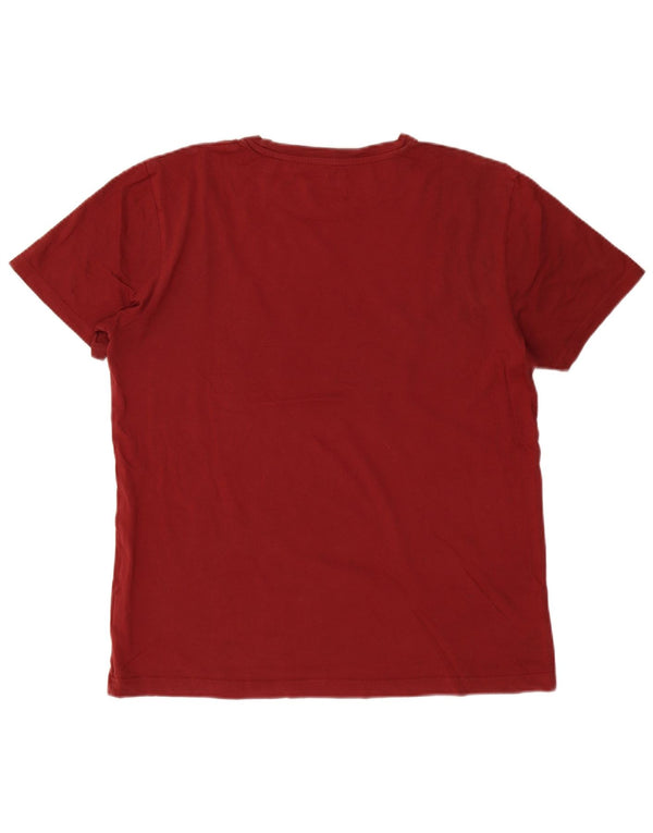 MOUNTAIN WAREHOUSE Mens Graphic T-Shirt Top Large Burgundy Cotton