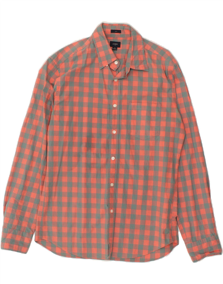 J. CREW Mens Slim Shirt Medium Pink Gingham Cotton Vintage J. Crew and Second-Hand J. Crew from Messina Hembry 