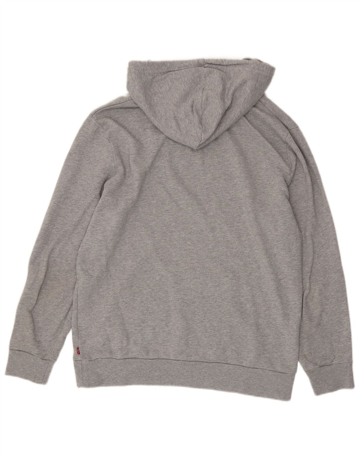 Levi's Mens Graphic Hoodie Jumper Medium Grey Flecked Cotton