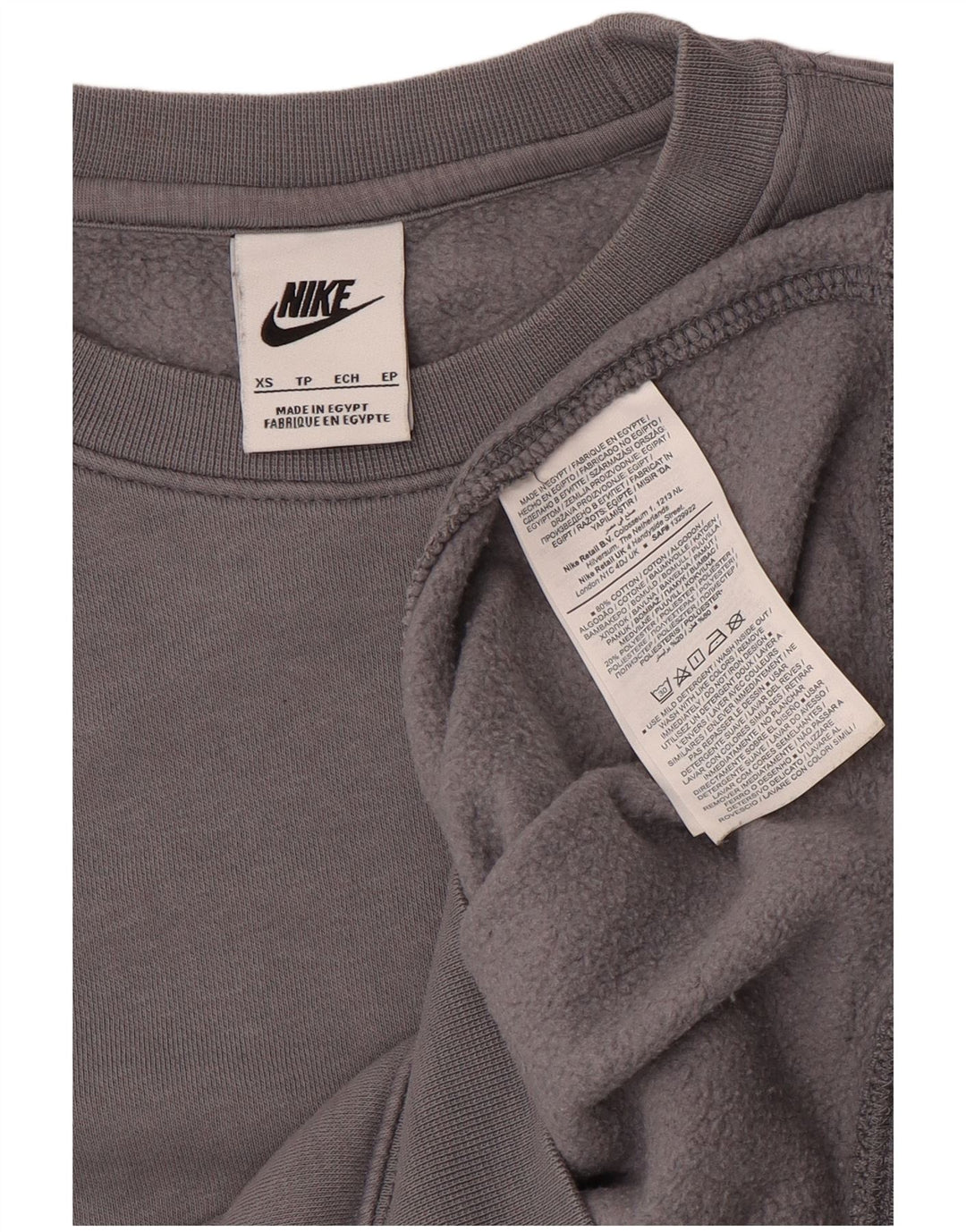 NIKE Mens Swoosh Graphic Sweatshirt Jumper XS Grey Cotton