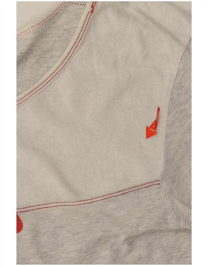 FILA Womens Graphic Top Long Sleeve UK 12 Medium Grey Flecked