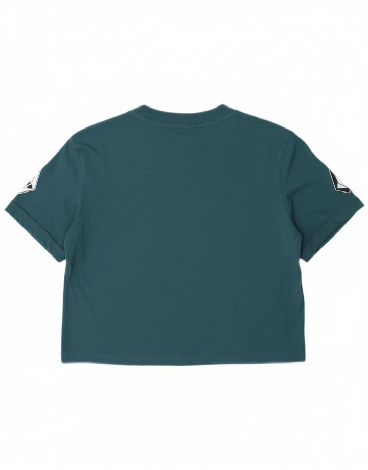 Volcom Womens Loose Fit Crop Graphic T-Shirt Top Size 4/6 Small Blue