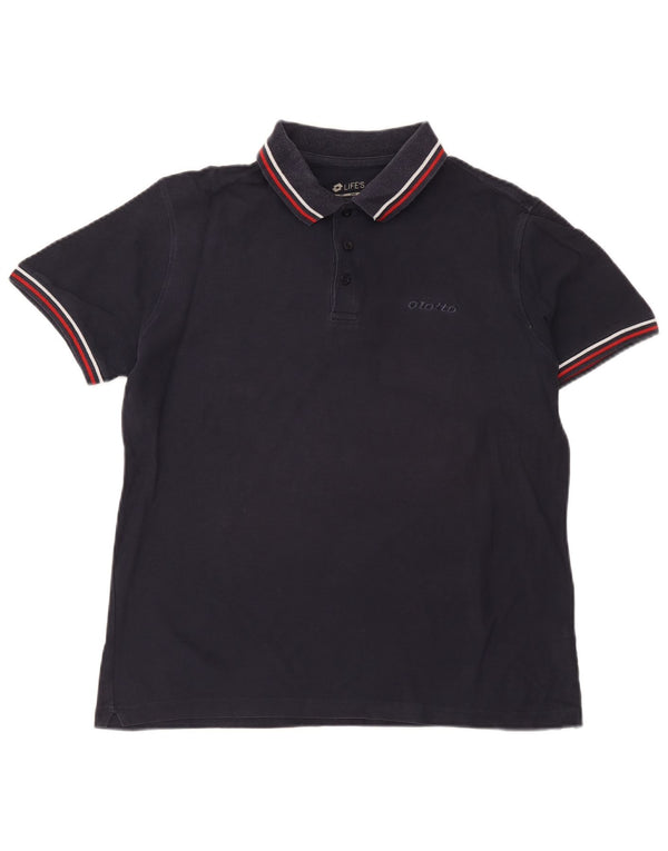 Lotto Mens Polo Shirt Medium Navy Blue Cotton