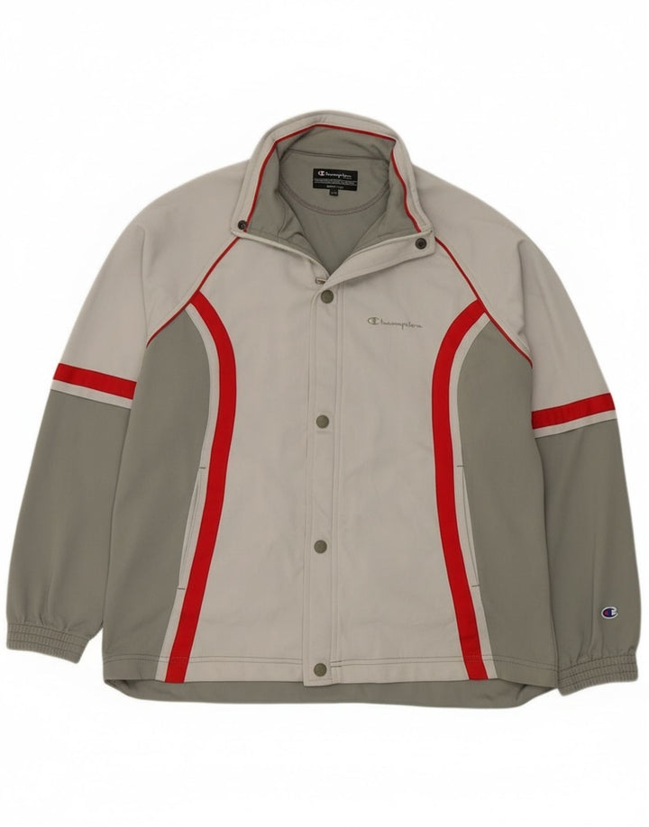 Champion Boys Tracksuit Top Jacket 13-14 Years Grey Colourblock Polyester