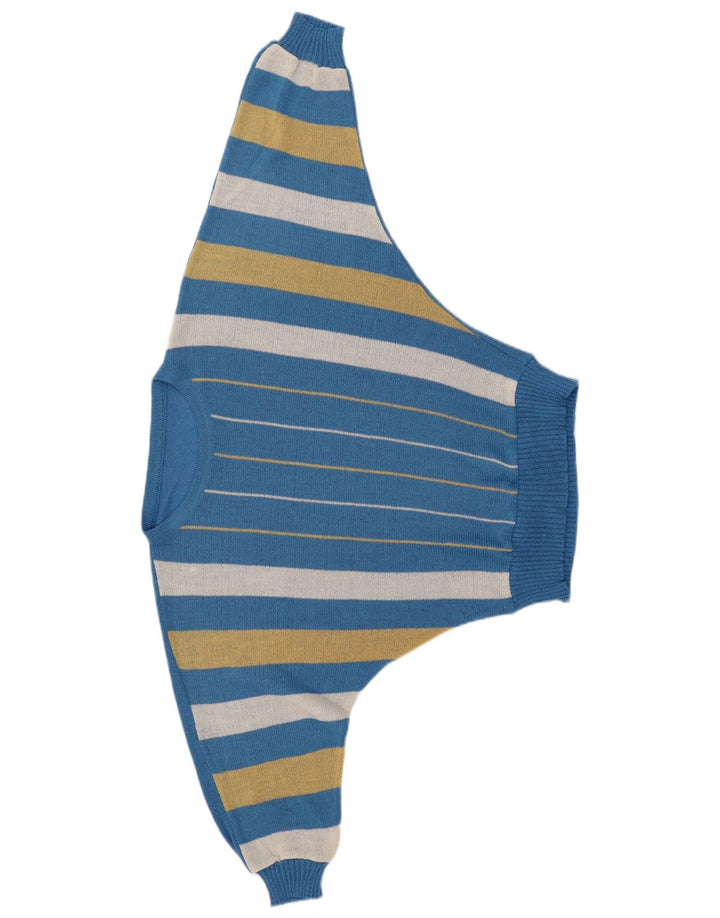VINTAGE Womens Batwing Boat Neck Jumper Sweater IT 40 Small Blue Striped