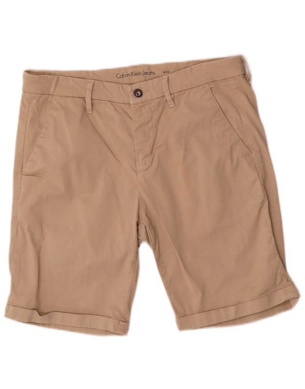Calvin Klein Mens Chino Shorts W34 Large Beige Cotton