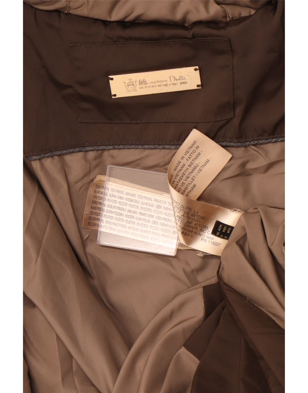 MASSIMO DUTTI Womens Hooded Padded Coat UK 10 Small Brown Polyester