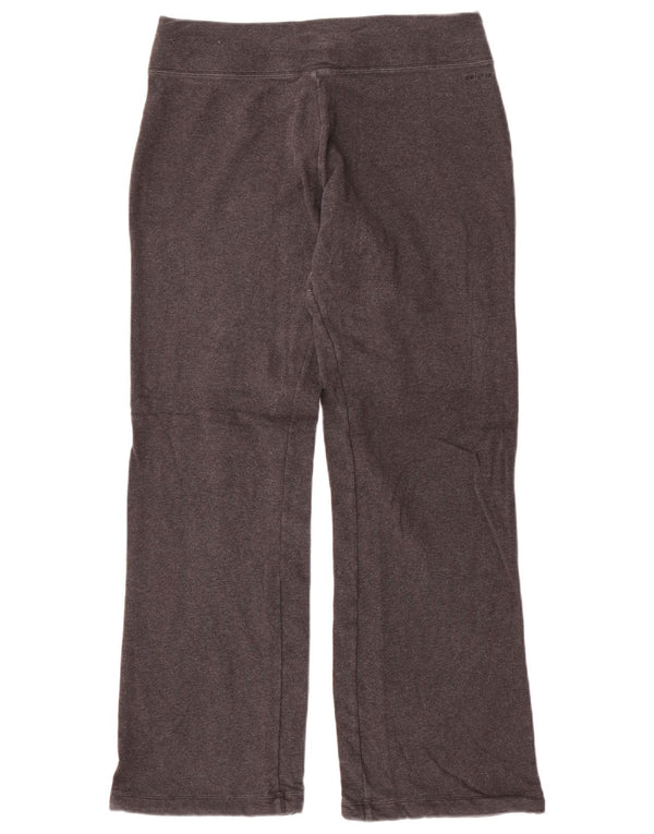 NIKE Womens Dri Fit Tracksuit Trousers UK 14 Medium Grey Cotton