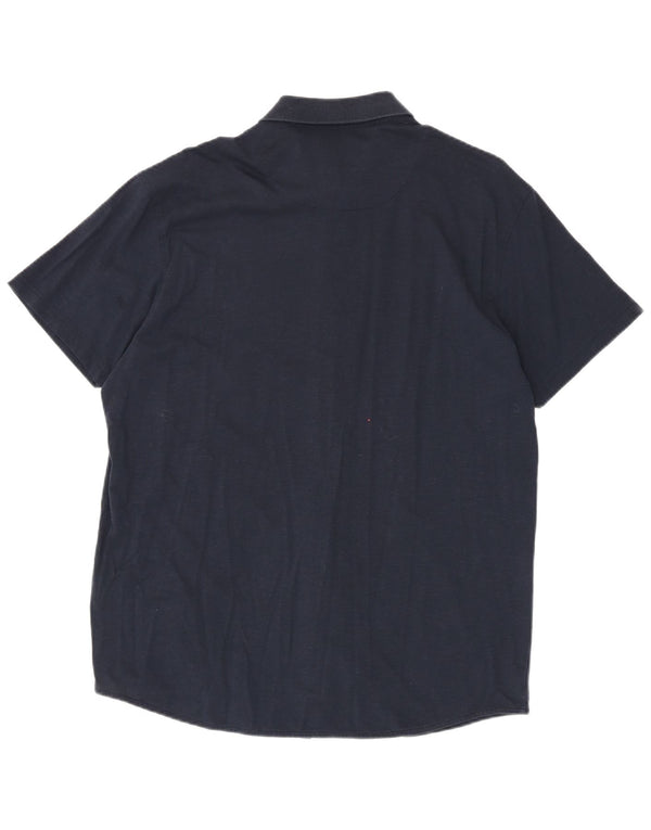 Harmont & Blaine Mens Short Sleeve Regular Fit Shirt 3XL Navy Blue Cotton