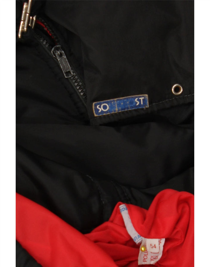 VINTAGE Mens Windbreaker Jacket IT 54 2XL Black Colourblock Polyamide