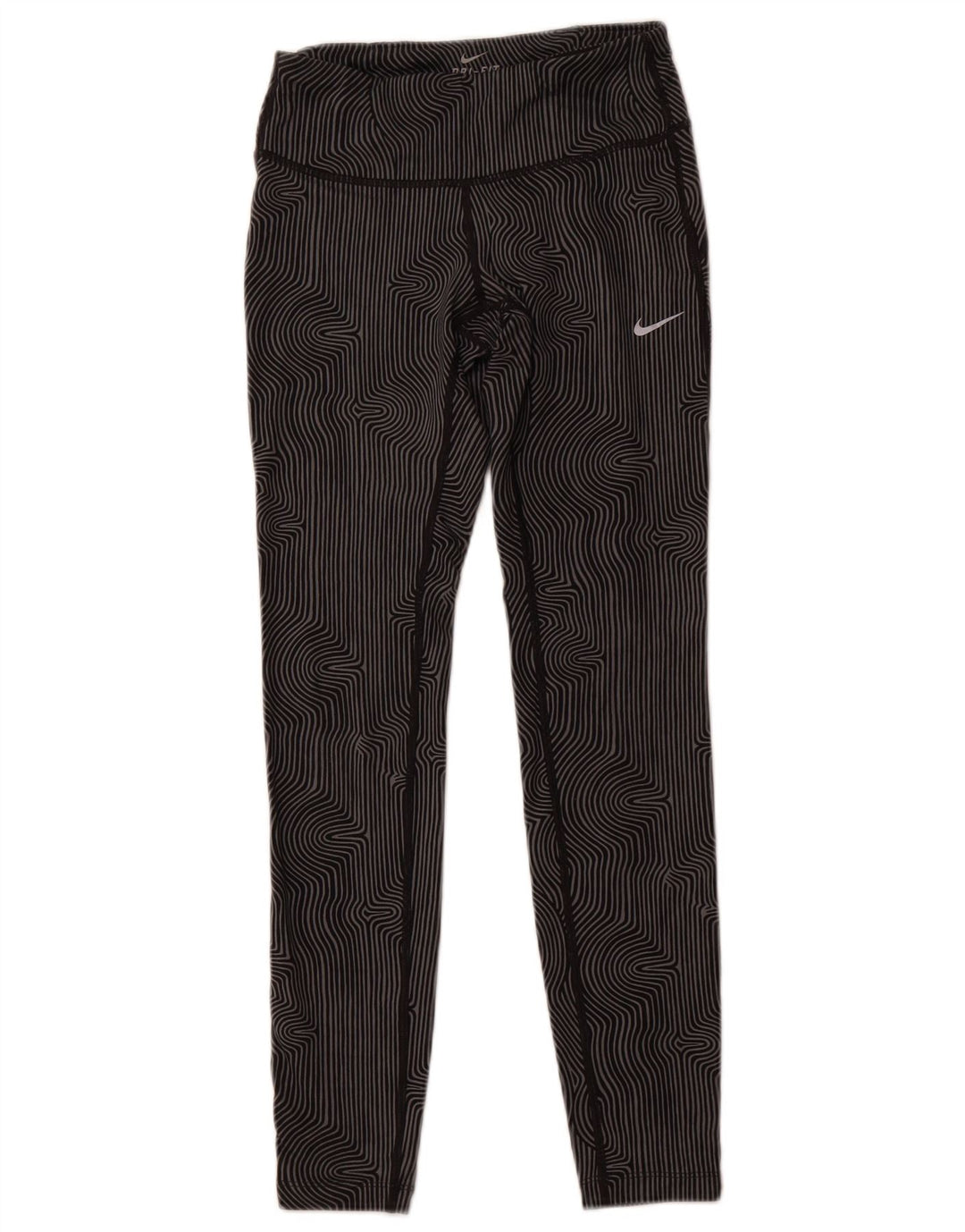 NIKE Womens Dri Fit Leggings UK 6 XS  Grey Pinstripe