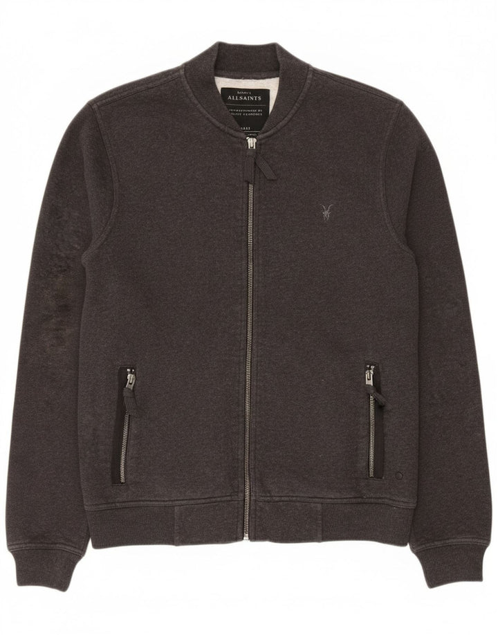 All Saints Mens Tracksuit Top Jacket Small Grey Cotton