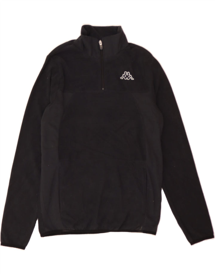 KAPPA Womens Zip Neck Fleece Jumper UK 14 Medium Black Vintage Kappa and Second-Hand Kappa from Messina Hembry 