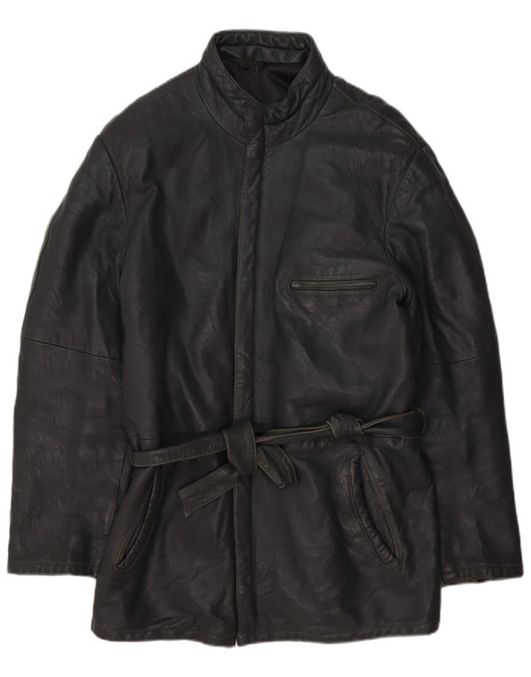 Vintage Mens Leather Jacket IT 50 Large Black Leather