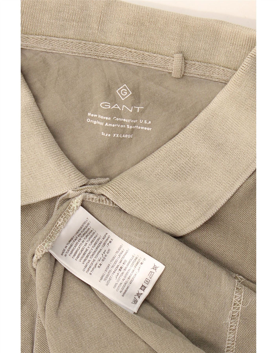 GANT Mens Polo Shirt 2XL Khaki Cotton