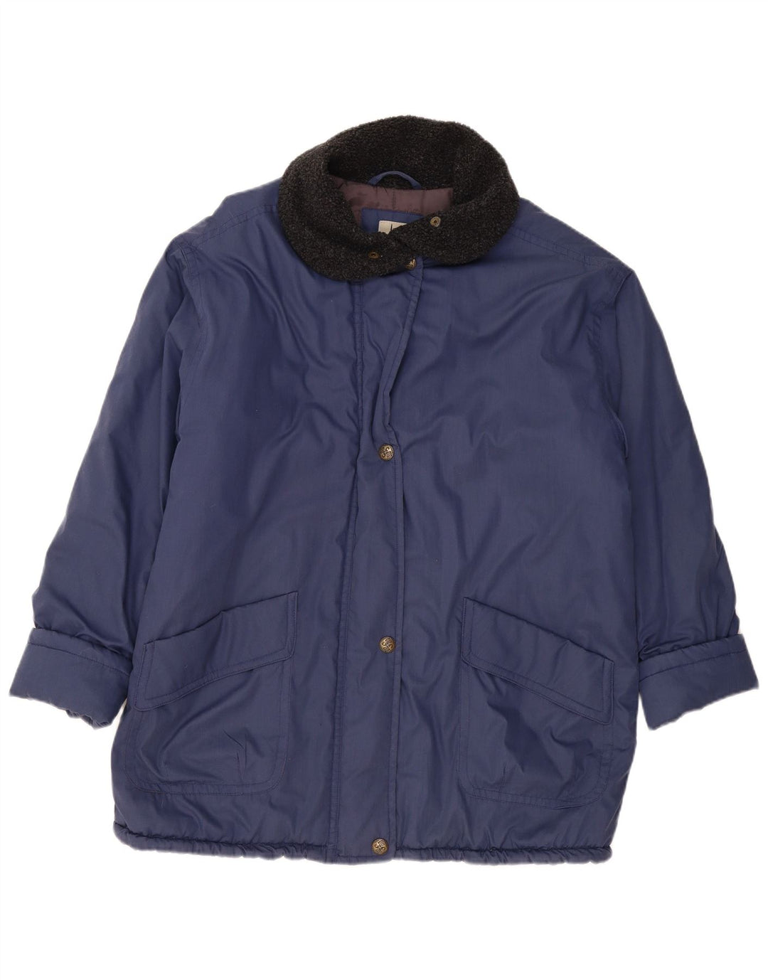 VINTAGE Womens Windbreaker Jacket UK 20 2XL Navy Blue Polyester