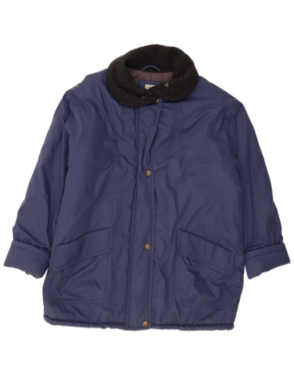VINTAGE Womens Windbreaker Jacket UK 20 2XL Navy Blue Polyester