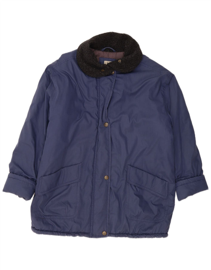 VINTAGE Womens Windbreaker Jacket UK 20 2XL Navy Blue Polyester