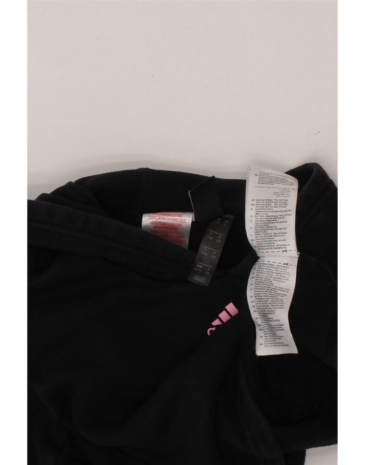 ADIDAS Girls Crop Hoodie Jumper 7-8 Years Black Cotton