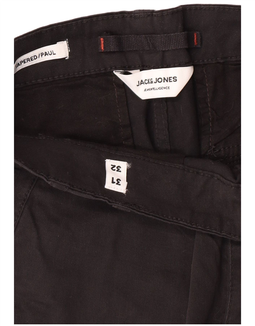 JACK & JONES Mens Paul Tapered Cargo Trousers W31 L32 Black Cotton Classic