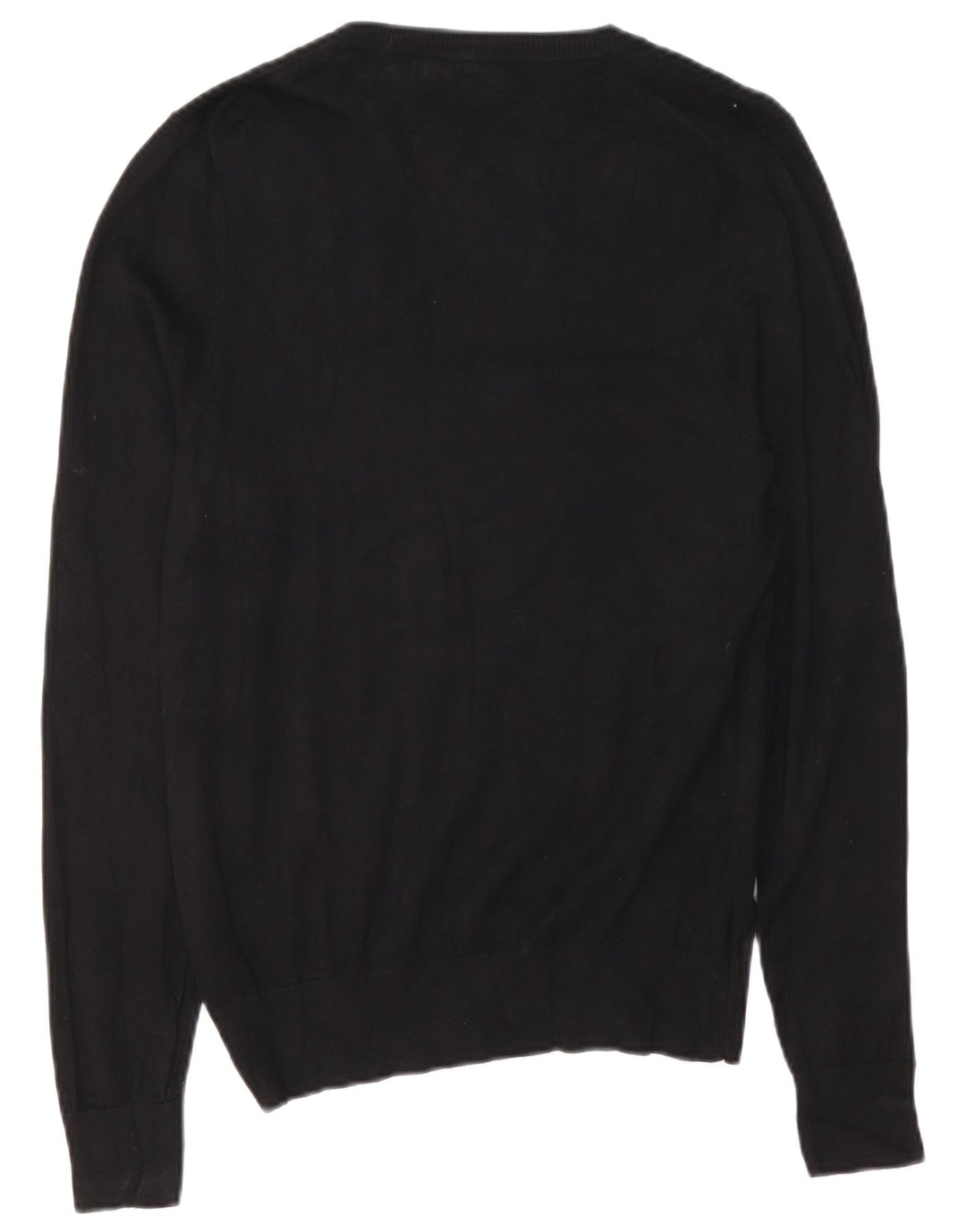 Zara Mens V-Neck Jumper Sweater Medium Black