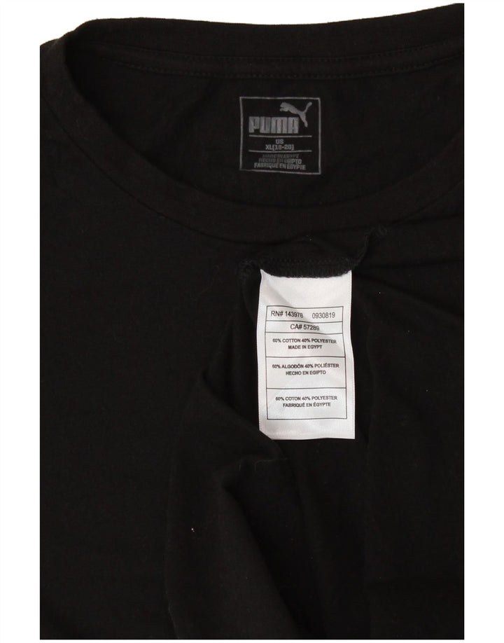 PUMA Girls Graphic Top Long Sleeve 15-16 Years XL  Black Cotton