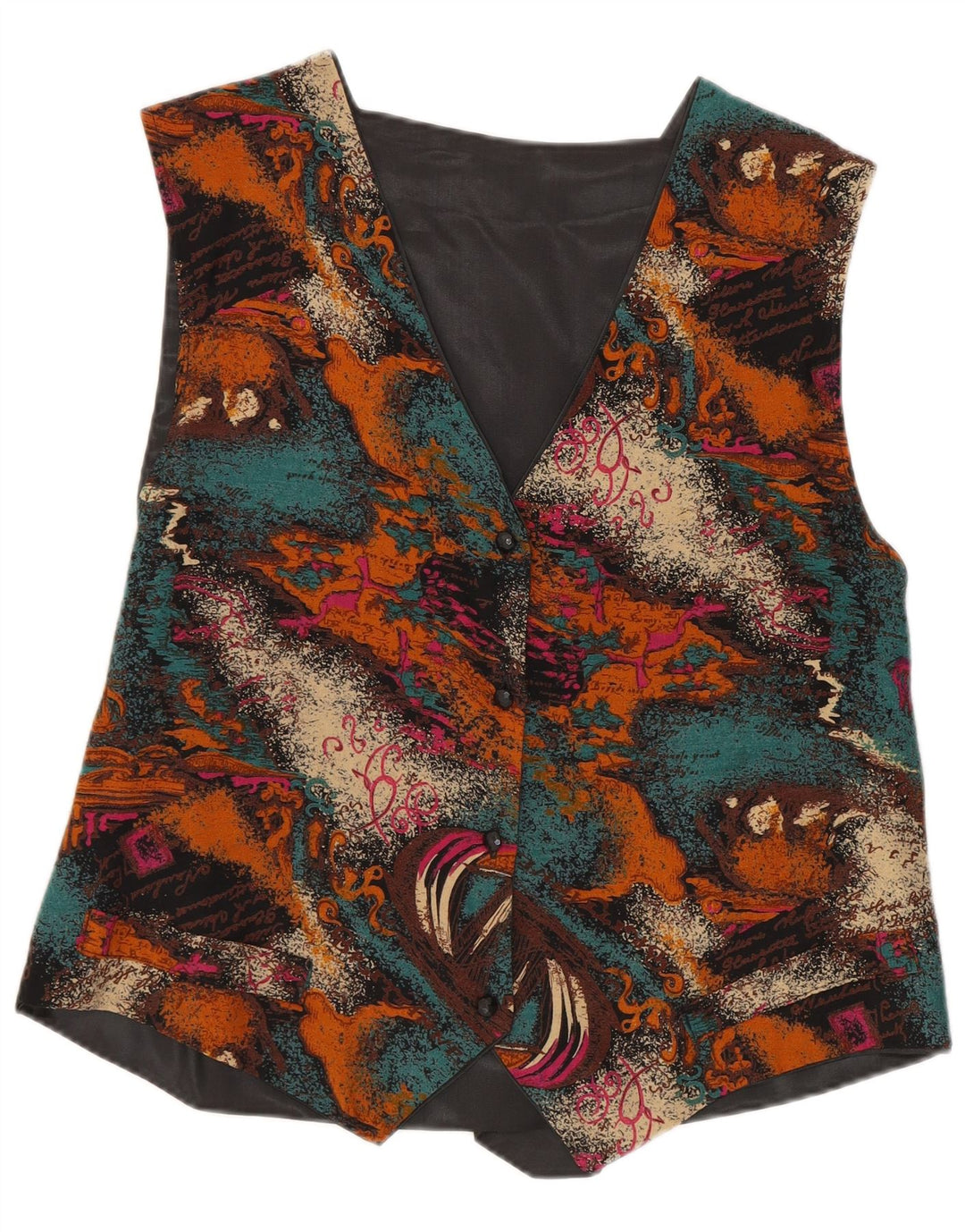 Vintage Womens Abstract Pattern Waistcoat UK 14 Medium Multicoloured