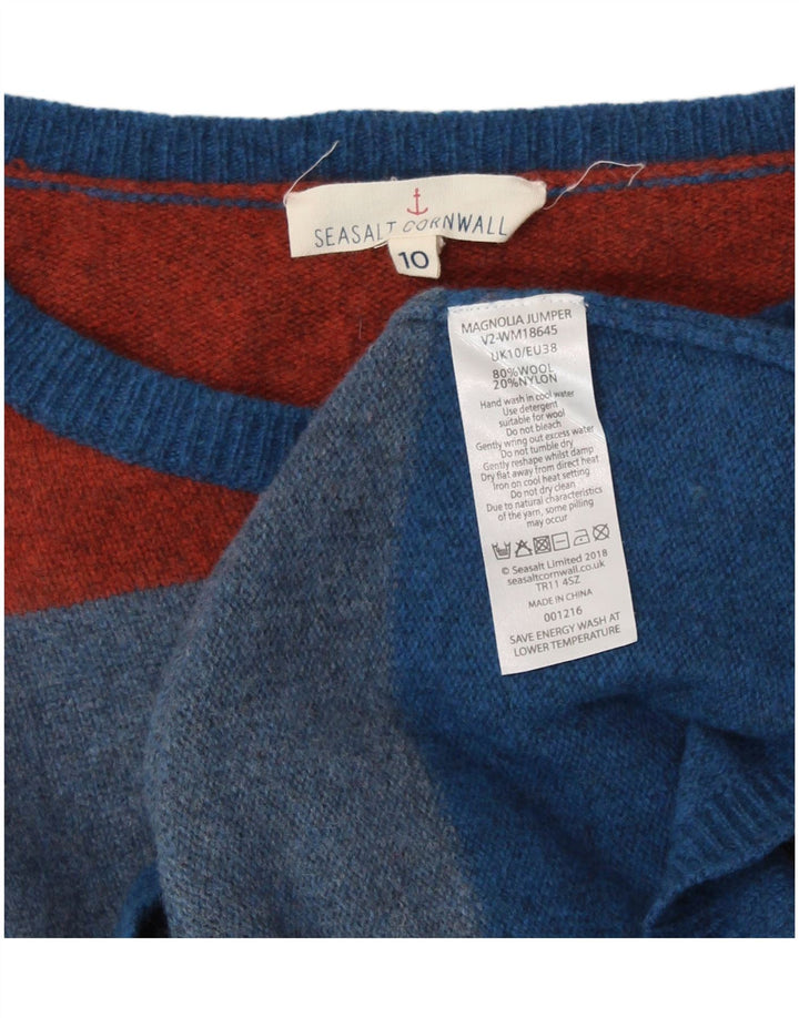 SEASALT CORNWALL Womens Boat Neck Jumper Sweater UK 10 Small Blue Striped