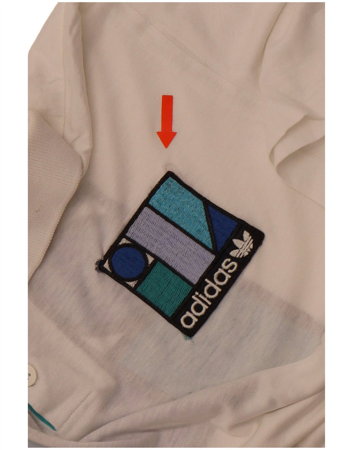 ADIDAS Mens Graphic Polo Shirt IT 50 Medium White Cotton