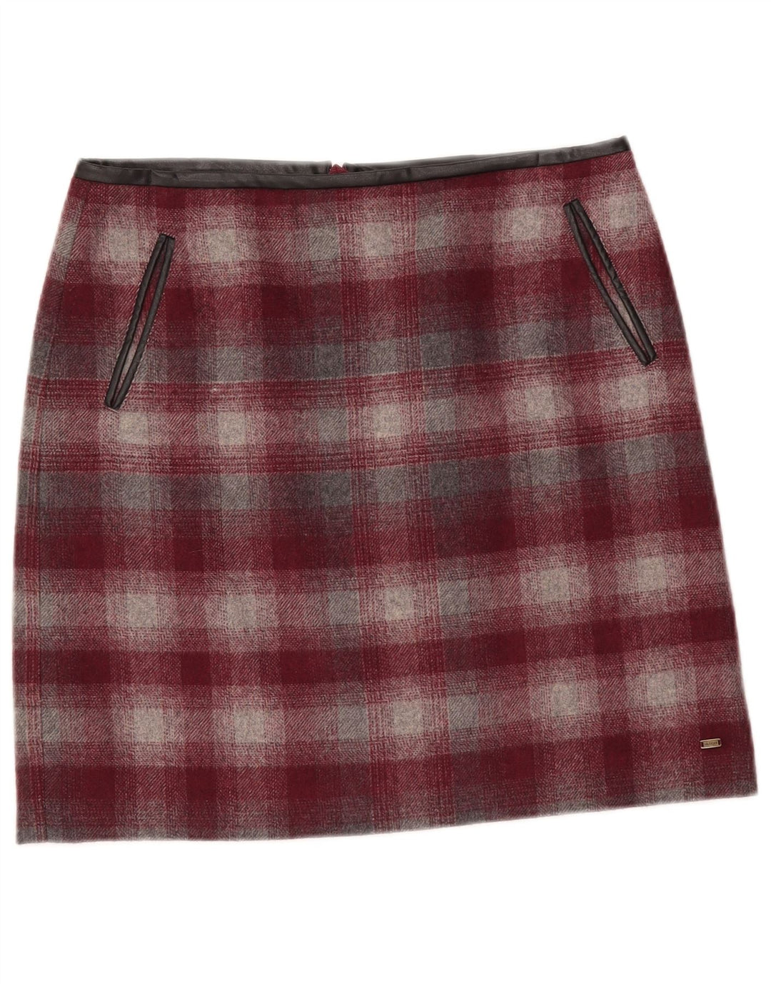 Tommy Hilfiger Womens Mini Skirt US 6 Medium W30  Burgundy Check Wool