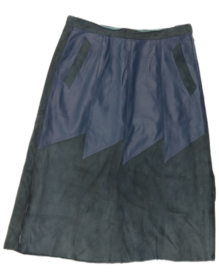 VINTAGE Womens Leather Skirt W30 Medium Blue