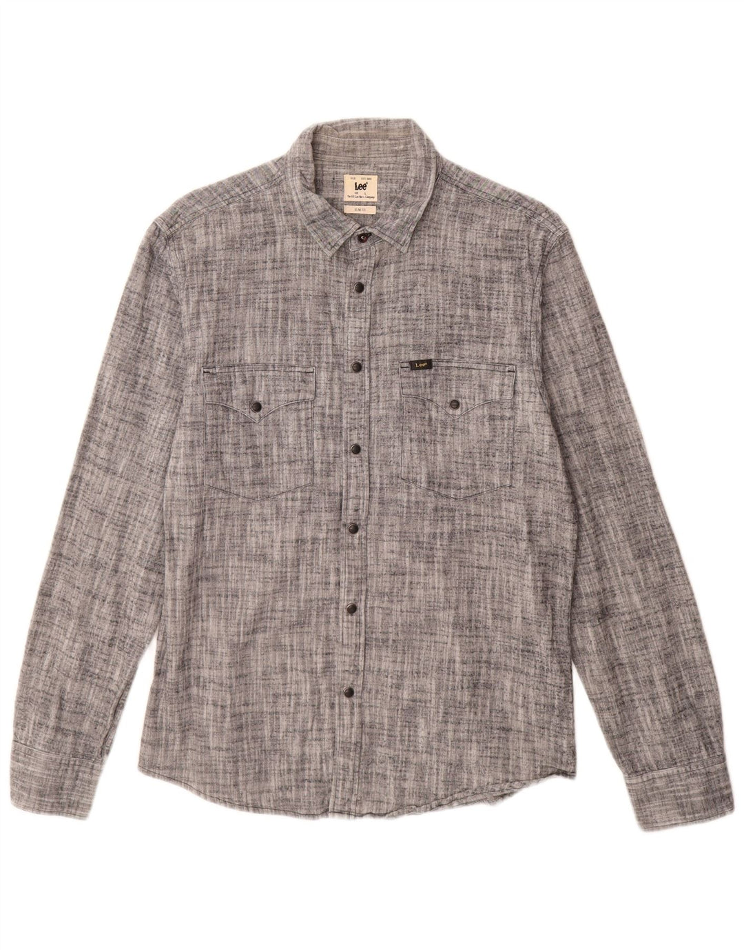 Lee Mens Slim Fit Flannel Shirt Large Grey Flecked Cotton