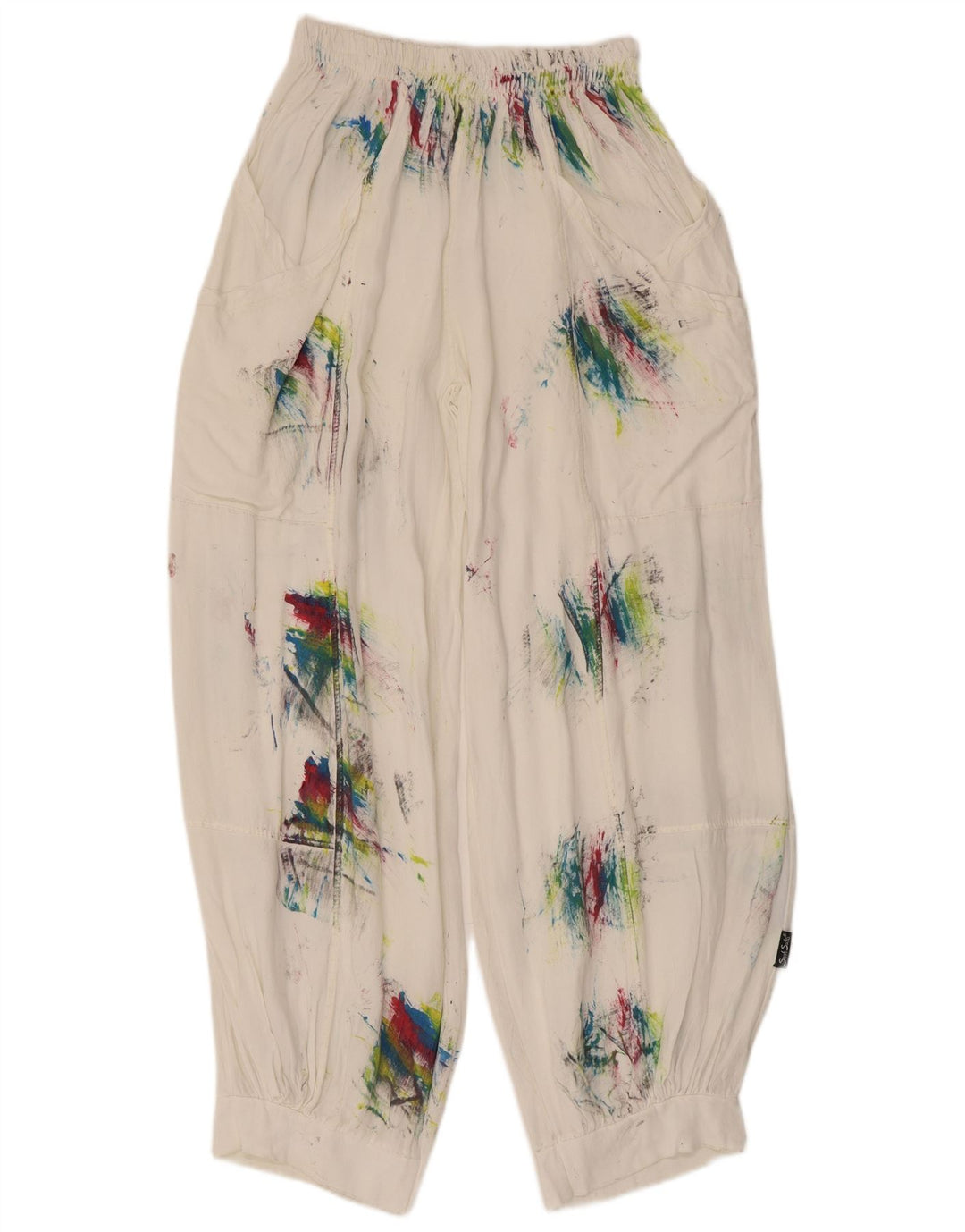 Vintage Womens Harem Trousers Medium W28 L29 White Tie Dye Viscose