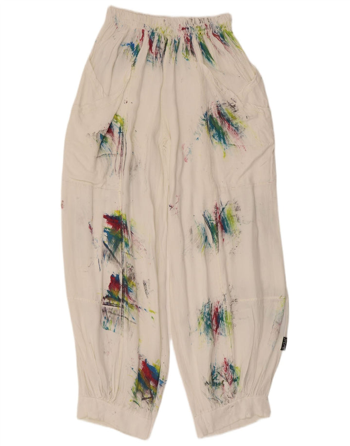 Vintage Womens Harem Trousers Medium W28 L29 White Tie Dye Viscose