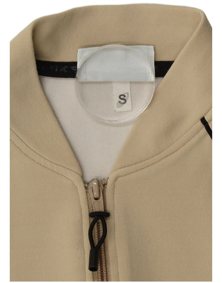 Asics Womens Tracksuit Top Jacket UK 10 Small Beige Polyamide