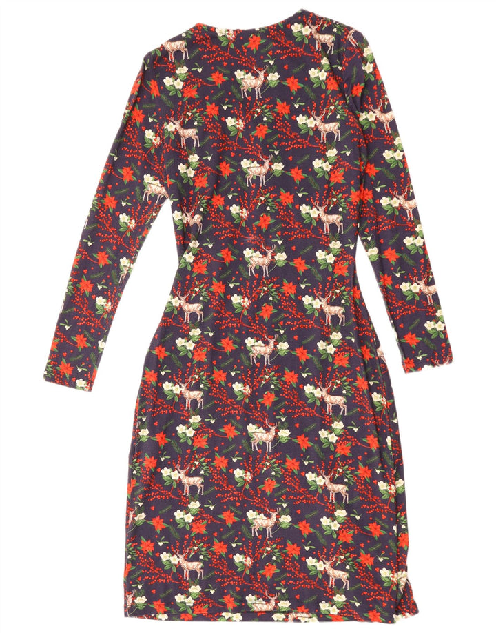 Joe Browns Womens Sheath Dress UK 8 Small Navy Blue Floral Viscose