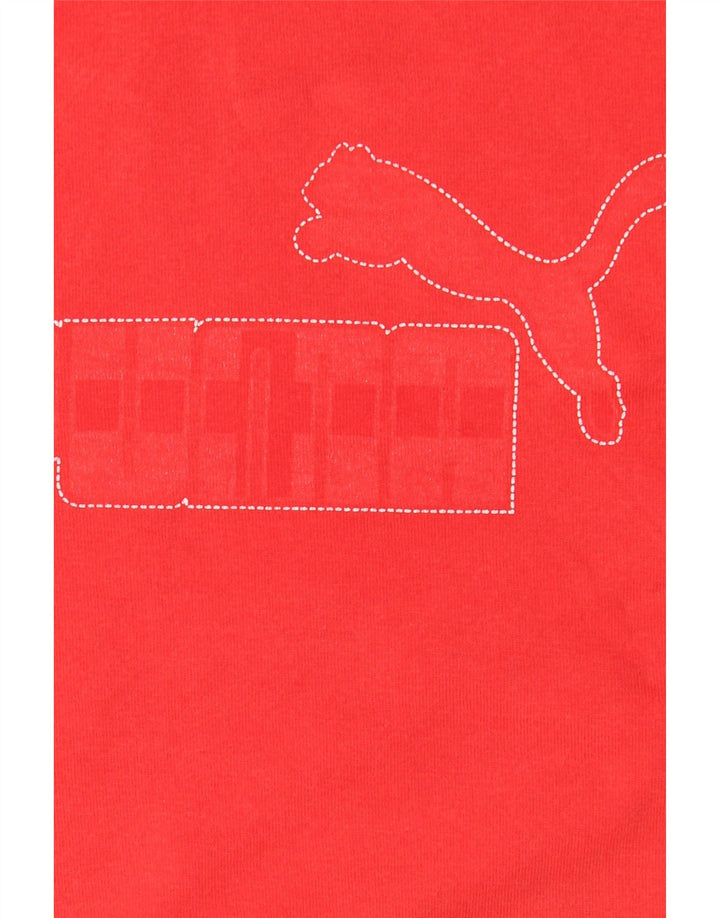 Puma Mens Graphic T-Shirt Top Large Red Colourblock Cotton