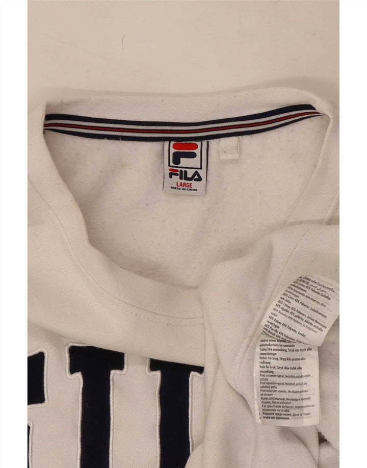 Fila Mens Graphic Sweatshirt Jumper Large White Cotton