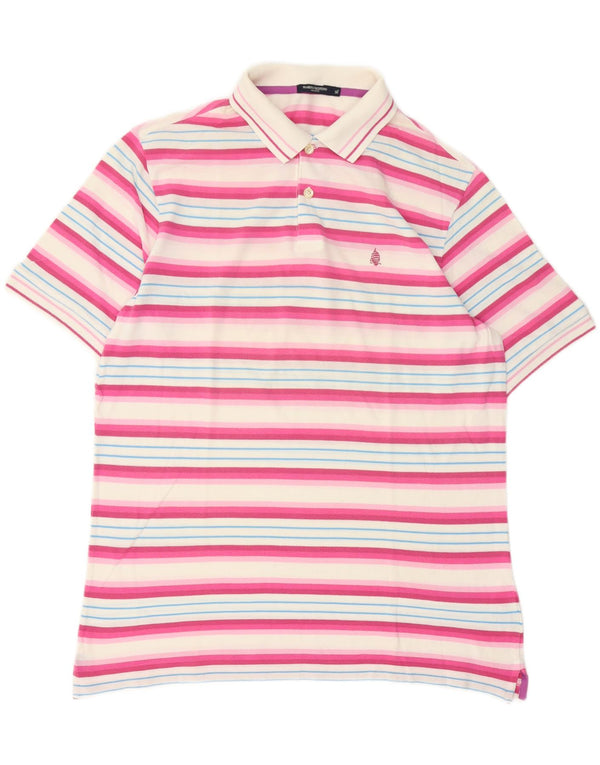 Marina Yachting Mens Polo Shirt XL Pink Striped Cotton