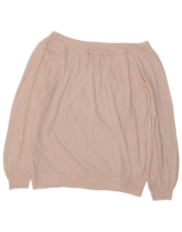 Zara Womens Boat Neck Jumper Sweater UK 12 Medium Pink Acrylic