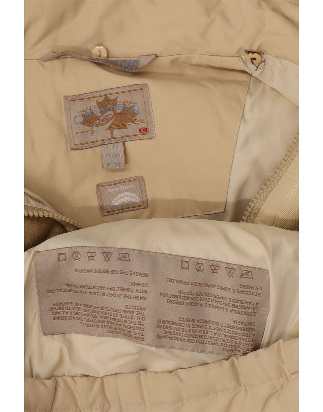 Canadiens Womens Padded Coat IT 42 Medium Beige
