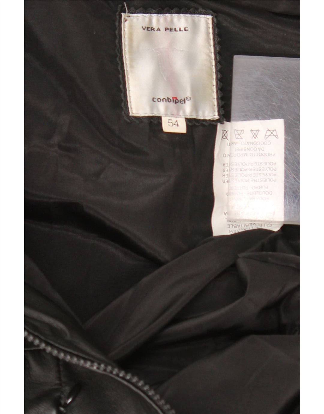 CONBIPEL Mens Leather Jacket IT 54 2XL Black Leather