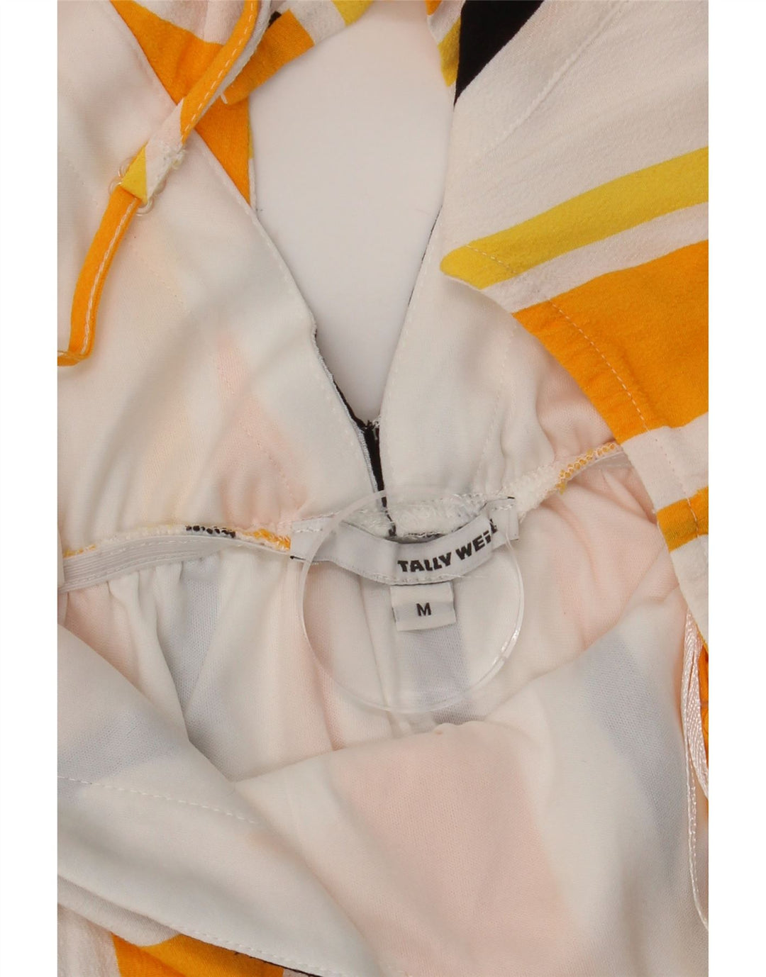 TALLY WEIJL Womens Playsuit UK 12 Medium Yellow Striped Vintage Tally Weijl and Second-Hand Tally Weijl from Messina Hembry 