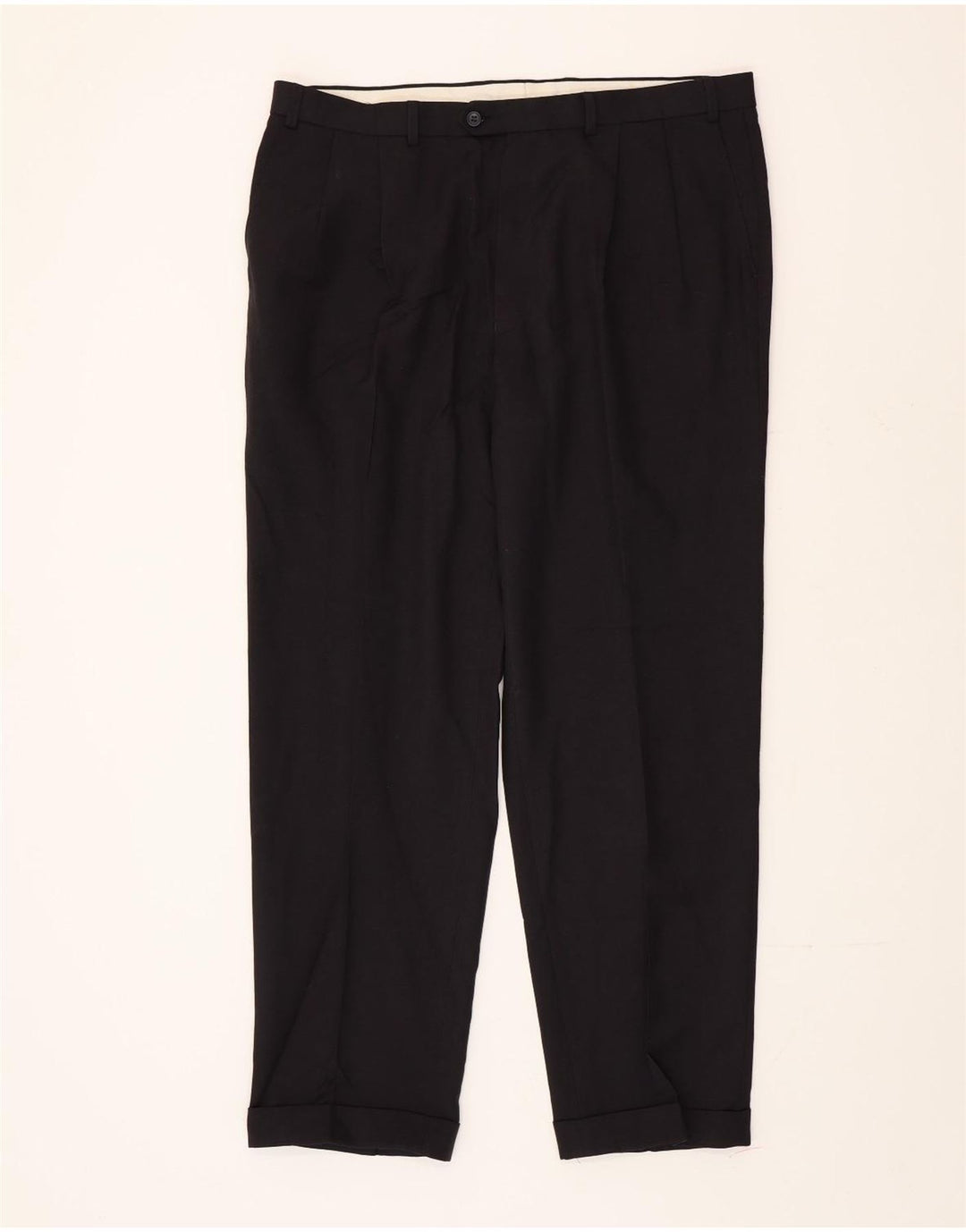 Marks & Spencer Mens Pegged Suit Trousers W40 L33 Navy Blue Polyester